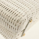 Salvatore Ferragamo Gancini Hand Bag Rattan 2way White Gold Auth 150815V-17