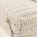 Salvatore Ferragamo Gancini Hand Bag Rattan 2way White Gold Auth 150815V-18