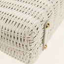 Salvatore Ferragamo Gancini Hand Bag Rattan 2way White Gold Auth 150815V-19