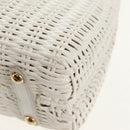 Salvatore Ferragamo Gancini Hand Bag Rattan 2way White Gold Auth 150815V-20