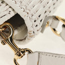 Salvatore Ferragamo Gancini Hand Bag Rattan 2way White Gold Auth 150815V-9