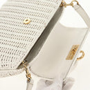 Salvatore Ferragamo Gancini Hand Bag Rattan 2way White Gold Auth 150815AV-22