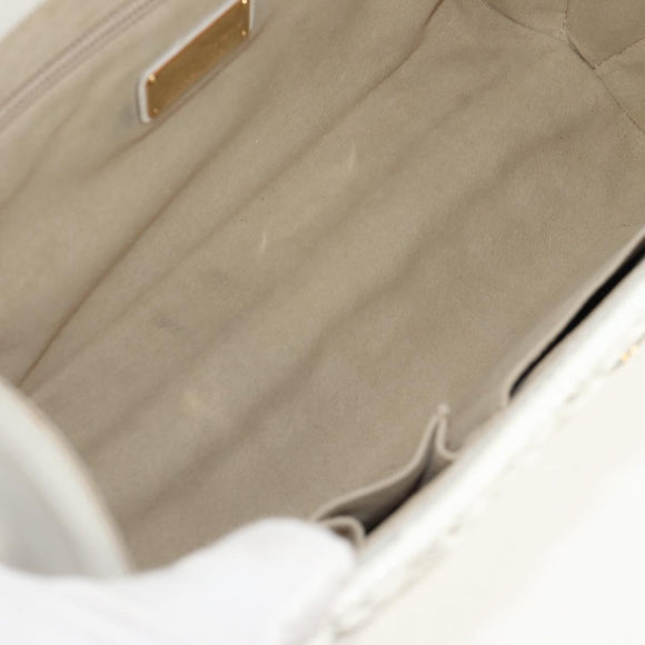 Salvatore Ferragamo Gancini Hand Bag Rattan 2way White Gold Auth 150815AV