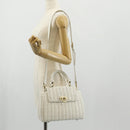 Salvatore Ferragamo Gancini Hand Bag Rattan 2way White Gold Auth 150815V-29