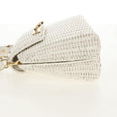 Salvatore Ferragamo Gancini Hand Bag Rattan 2way White Gold Auth 150815V-3