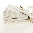 Salvatore Ferragamo Gancini Hand Bag Rattan 2way White Gold Auth 150815AV-4