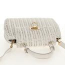 Salvatore Ferragamo Gancini Hand Bag Rattan 2way White Gold Auth 150815V-6