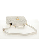 Salvatore Ferragamo Gancini Hand Bag Rattan 2way White Gold Auth 150815V-8