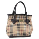 BURBERRY Nova Check Tote Bag PVC Beige Gold Auth 150816-1