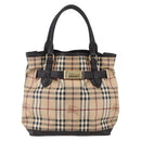 BURBERRY Nova Check Tote Bag PVC Beige Gold Auth 150816-13