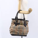 BURBERRY Nova Check Tote Bag PVC Beige Gold Auth 150816-24