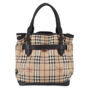BURBERRY Nova Check Tote Bag PVC Beige Gold Auth 150816-2