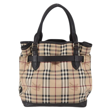 BURBERRY Nova Check Tote Bag PVC Beige Gold Auth 150816 - 0