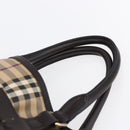 BURBERRY Nova Check Tote Bag PVC Beige Gold Auth 150816-8