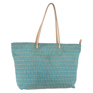 FENDI Zucchino Canvas Mamma Baguette Tote Bag Green Auth 150817
