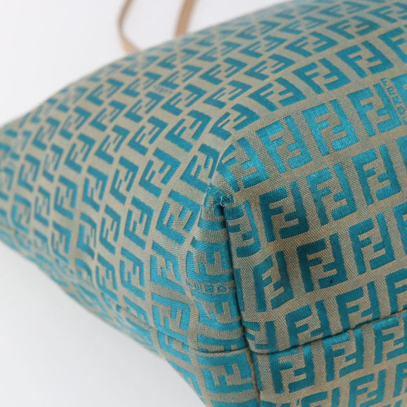 FENDI Zucchino Canvas Mamma Baguette Tote Bag Green Auth 150817