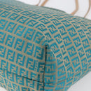 FENDI Zucchino Canvas Mamma Baguette Tote Bag Green Auth 150817-16