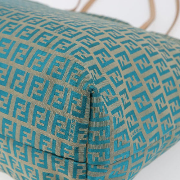FENDI Zucchino Canvas Mamma Baguette Tote Bag Green Auth 150817