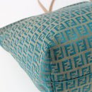 FENDI Zucchino Canvas Mamma Baguette Tote Bag Green Auth 150817-9
