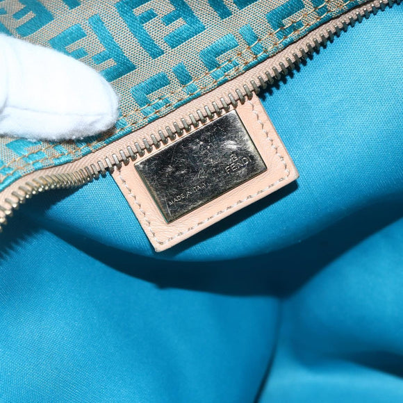 FENDI Zucchino Canvas Mamma Baguette Tote Bag Green Auth 150817