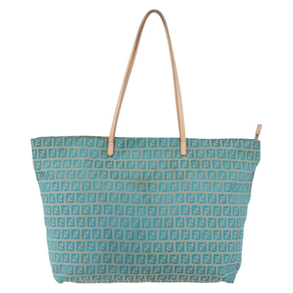 FENDI Zucchino Canvas Mamma Baguette Tote Bag Green Auth 150817