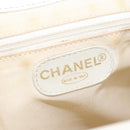 CHANEL COCO Mark Hand Bag Caviar Skin White Gold CC Auth 150819-17