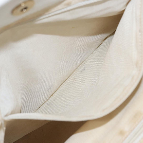 CHANEL COCO Mark Hand Bag Caviar Skin White Gold CC Auth 150819