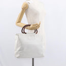 CHANEL COCO Mark Hand Bag Caviar Skin White Gold CC Auth 150819-21