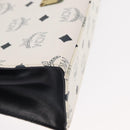 MCM Logogram Vicetos Hand Bag PVC Leather 2way White Gold Auth 150837-12