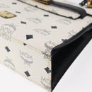 MCM Logogram Vicetos Hand Bag PVC Leather 2way White Gold Auth 150837-13