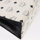 MCM Logogram Vicetos Hand Bag PVC Leather 2way White Gold Auth 150837-14