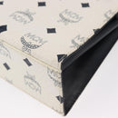 MCM Logogram Vicetos Hand Bag PVC Leather 2way White Gold Auth 150837-15