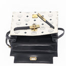 MCM Logogram Vicetos Hand Bag PVC Leather 2way White Gold Auth 150837-20