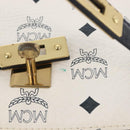 MCM Logogram Vicetos Hand Bag PVC Leather 2way White Gold Auth 150837-21