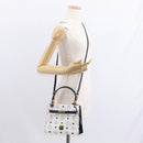 MCM Logogram Vicetos Hand Bag PVC Leather 2way White Gold Auth 150837-28