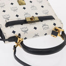 MCM Logogram Vicetos Hand Bag PVC Leather 2way White Gold Auth 150837-6