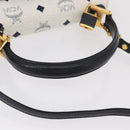 MCM Logogram Vicetos Hand Bag PVC Leather 2way White Gold Auth 150837-7