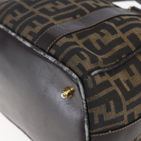 FENDI Zucca Canvas Hand Bag 2way Black Brown Auth 150838