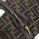 FENDI Zucca Canvas Hand Bag 2way Black Brown Auth 150838-19