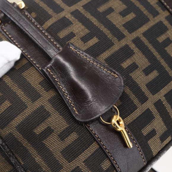 FENDI Zucca Canvas Hand Bag 2way Black Brown Auth 150838