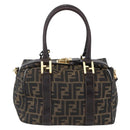 FENDI Zucca Canvas Hand Bag 2way Black Brown Auth 150838-2