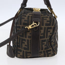 FENDI Zucca Canvas Hand Bag 2way Black Brown Auth 150838-4