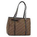 Christian Dior Trotter Canvas Chain Tote Bag PVC Romantic Navy Gold Auth 150839-1