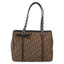 Christian Dior Trotter Canvas Chain Tote Bag PVC Romantic Navy Gold Auth 150839-13