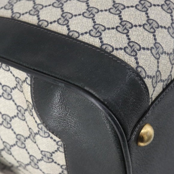 GUCCI GG Supreme Sherry Line Boston Bag PVC Navy Gold Auth 150841