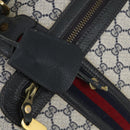 GUCCI GG Supreme Sherry Line Boston Bag PVC Navy Gold Auth 150841-14