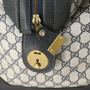 GUCCI GG Supreme Sherry Line Boston Bag PVC Navy Gold Auth 150841-15