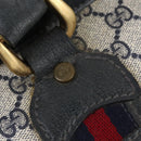 GUCCI GG Supreme Sherry Line Boston Bag PVC Navy Gold Auth 150841-16