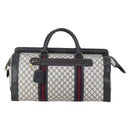 GUCCI GG Supreme Sherry Line Boston Bag PVC Navy Gold Auth 150841-2