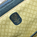 GUCCI GG Supreme Sherry Line Boston Bag PVC Navy Gold Auth 150841-21